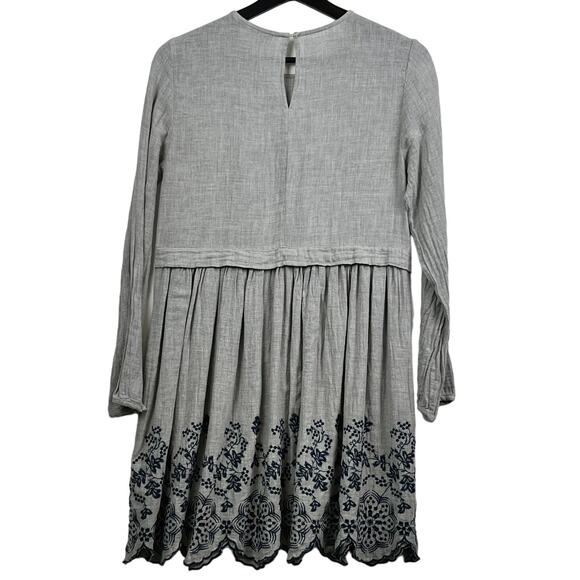 Women's Zara Basic Grey/Blue Embroiled Floral Long Sleeve Dress Size Small - Picture 5 of 13